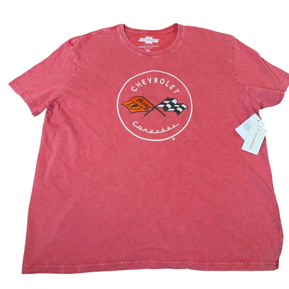 Lucky Brand Corvette Chevrolet T Shirt Mens 2XL Red New Cotton Graphic Tee